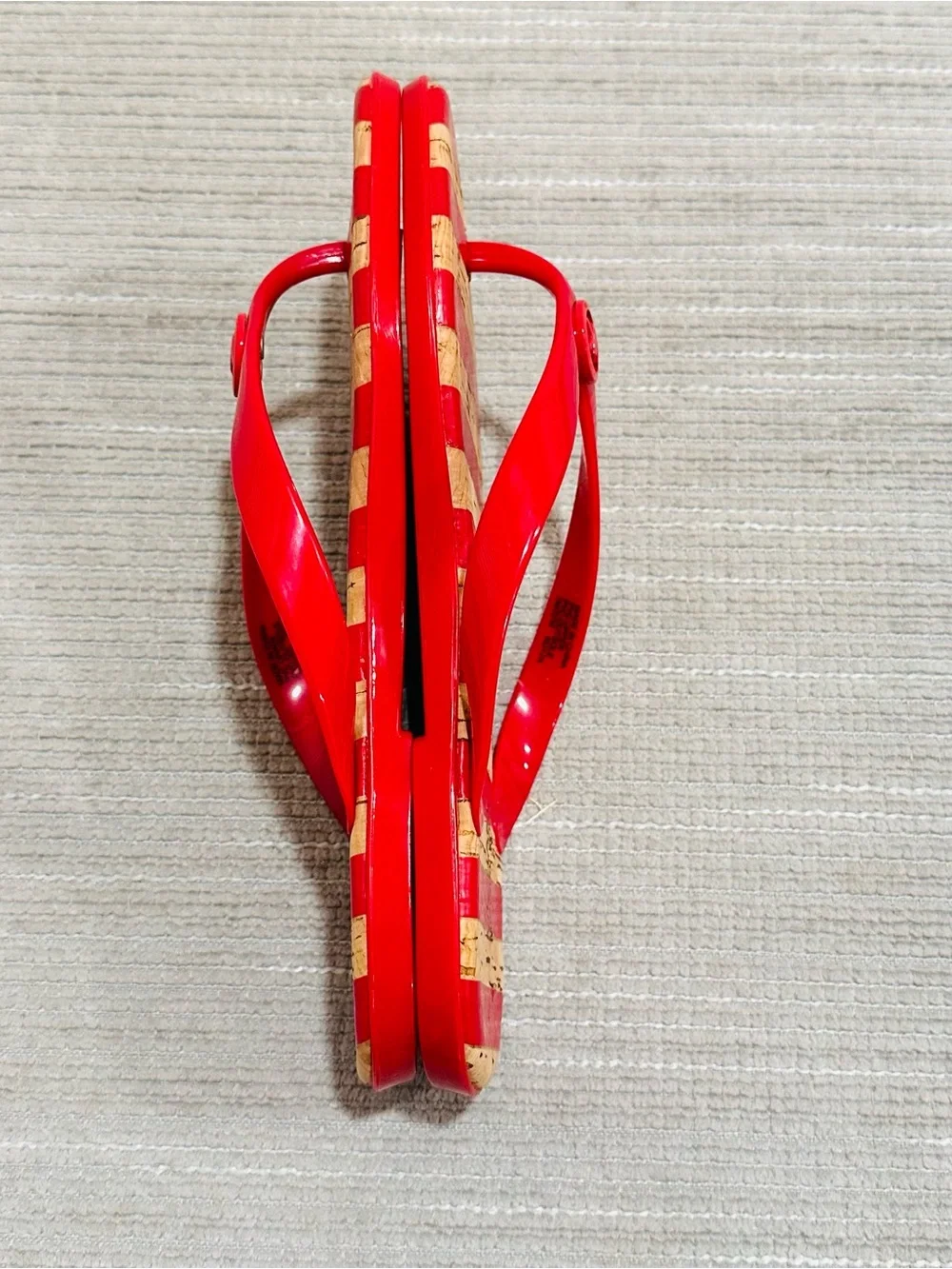 Michael Kors Women Sandal Size 7M Red Stripes Jelly Thong Slide Flip Flop